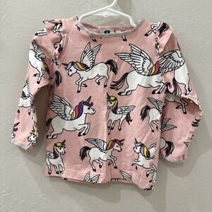 Smafolk Pink Unicorn Ruffle Long Sleeve Shirt